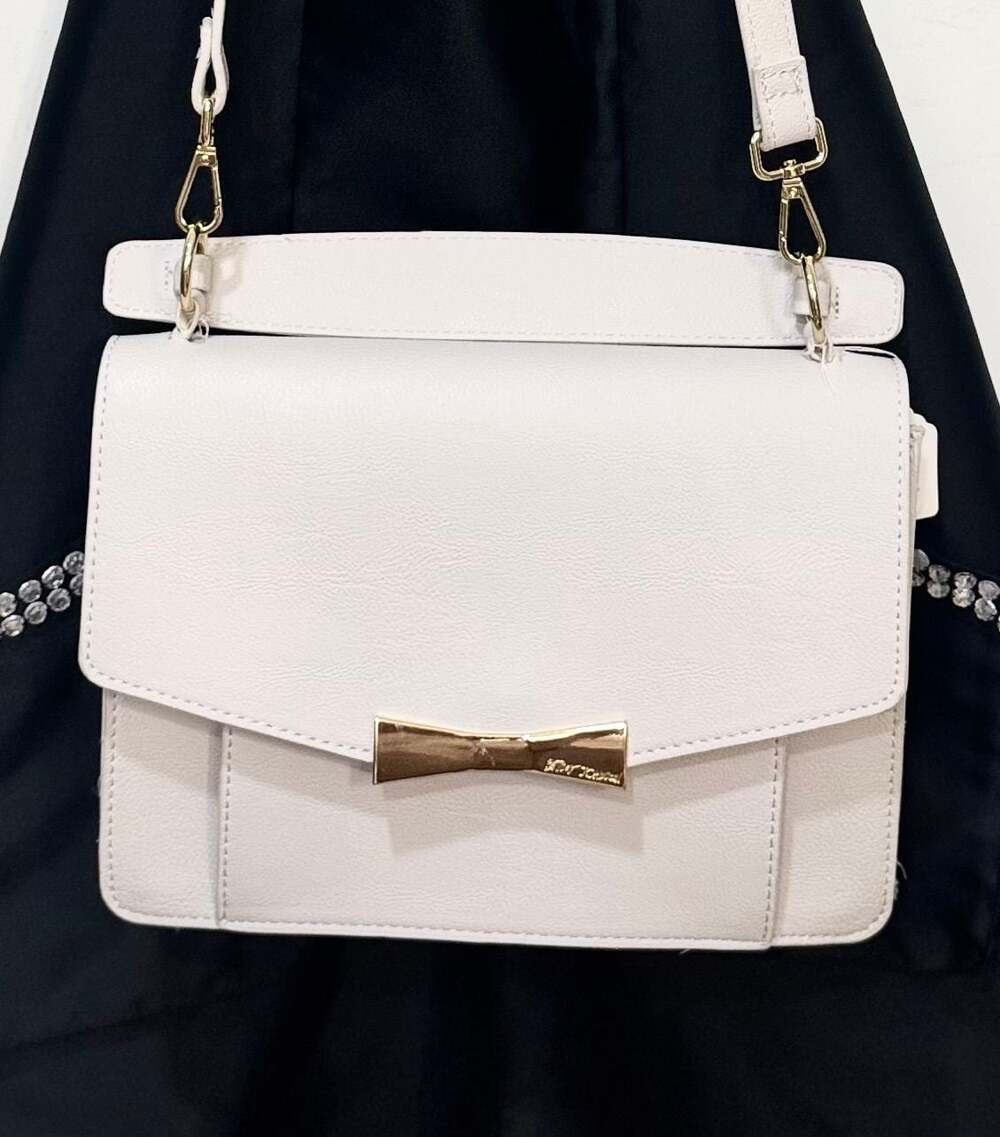 Betsey Johnson White Crossbody Bag with Gold Bow
